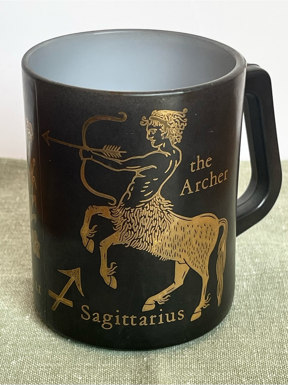 Vintage Sagittarius Zodiac Mug Black Gold Archer Astrology Coffee Mug